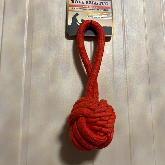 Dog Whisperer ~ Red Rope Ball Tug ~ Chicken Scented ~  Dog Toy - Picture 8 of 9